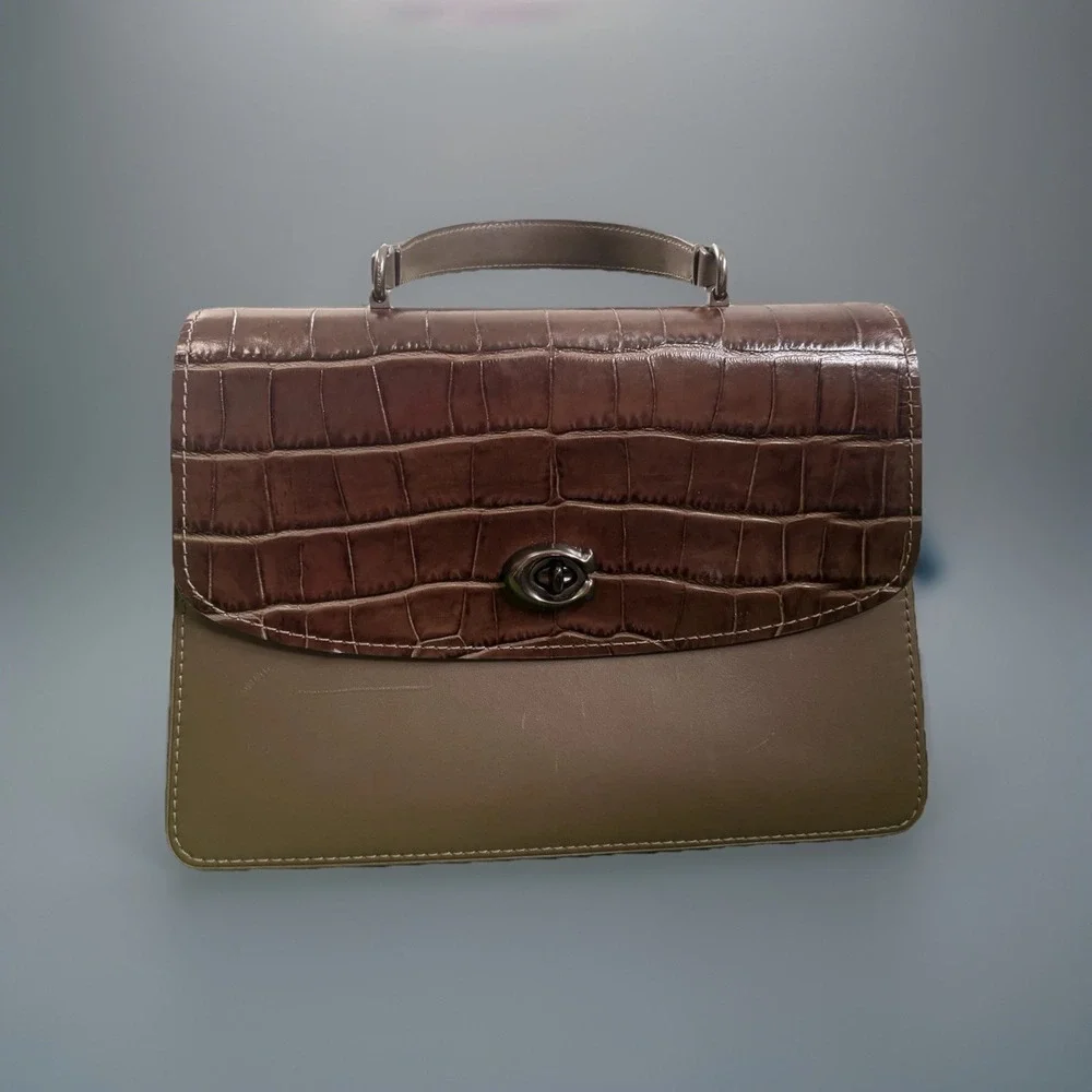 Leather Coach‎ Purse Crocodile Embossed Parker 32 Bag No Strap EUC Designer